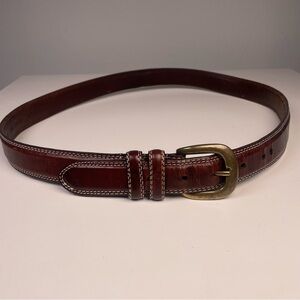Oil Tanned Cowhide Belt Brown with Contrast Stitching Size 38
